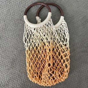 Vintage ombré woven beach bag